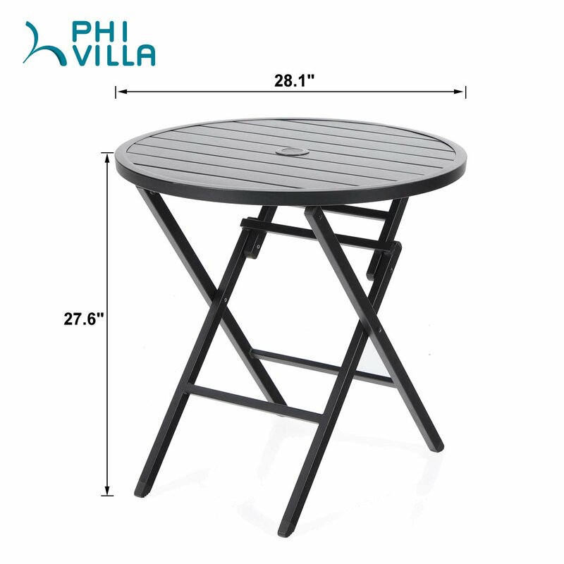 PHI VILLA Folding Metal Bistro Table Wayfair   Folding Metal Bistro Table 